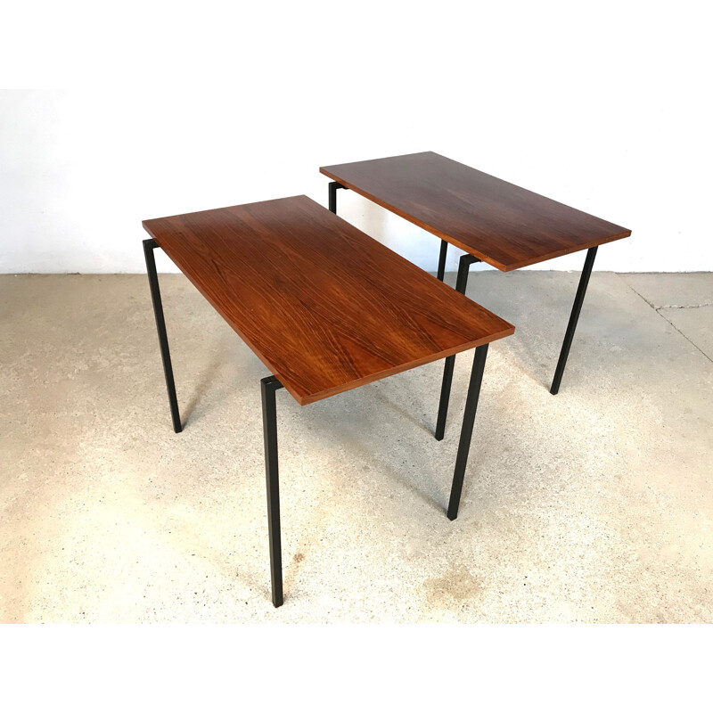 Pair of vintage side tables in walnut