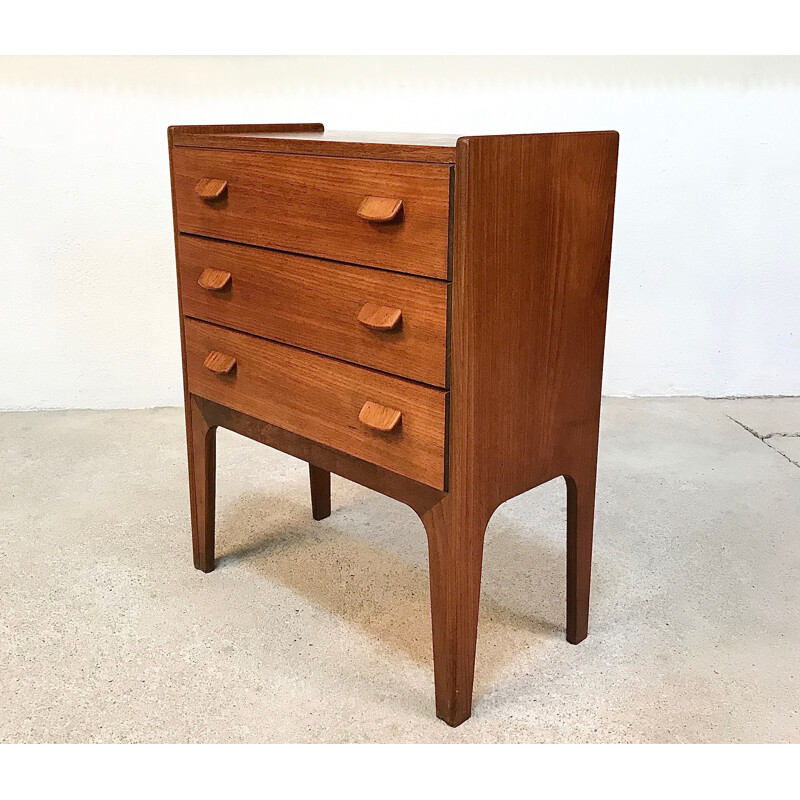 Commode vintage à 3 tiroirs en teck par Poul Volther pour FDB, 1960s