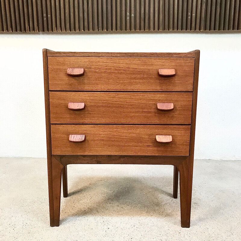 Commode vintage à 3 tiroirs en teck par Poul Volther pour FDB, 1960s