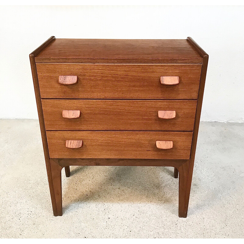 Scandinavian chest of 3 drawers in teak by Poul Volther for FDB, 1960s