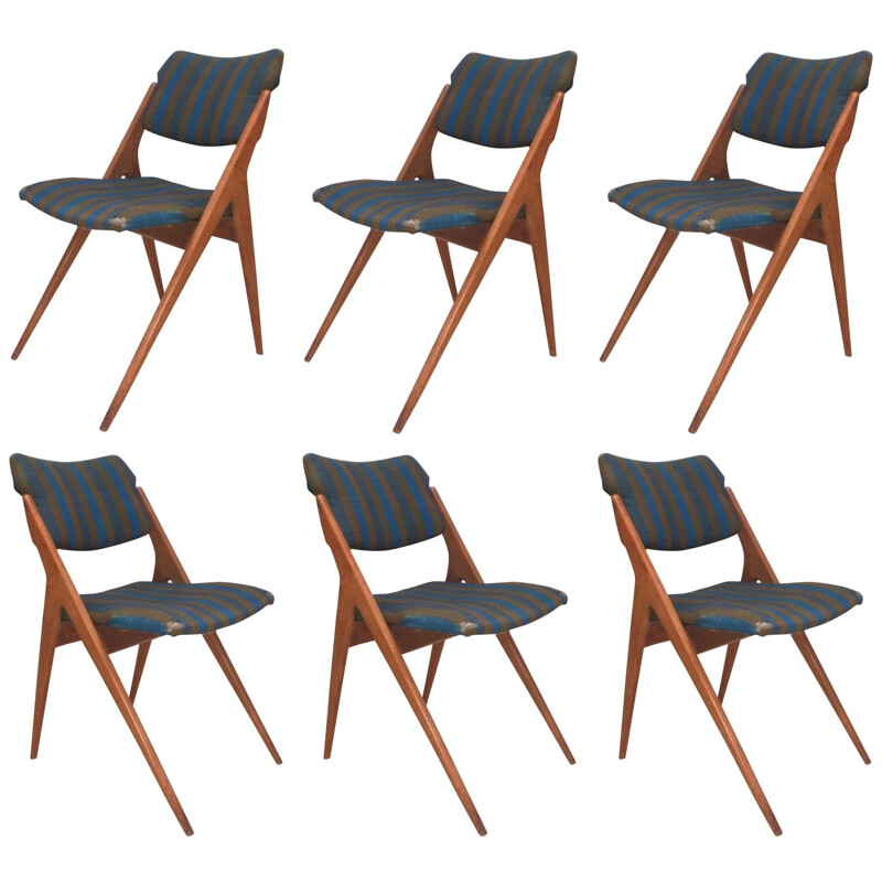 6 dining chairs, Gérard GUERMONPREZ - 1950s 