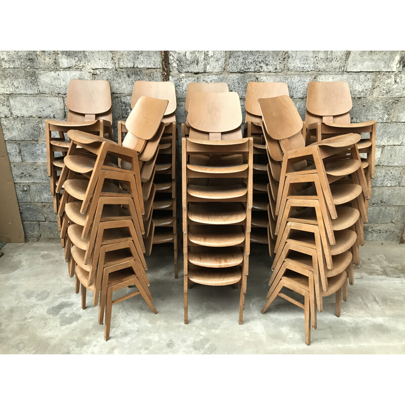 Chaises modernistes vintage en bois