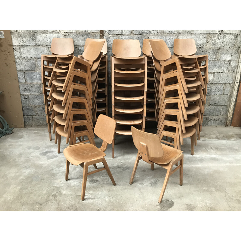 Chaises modernistes vintage en bois