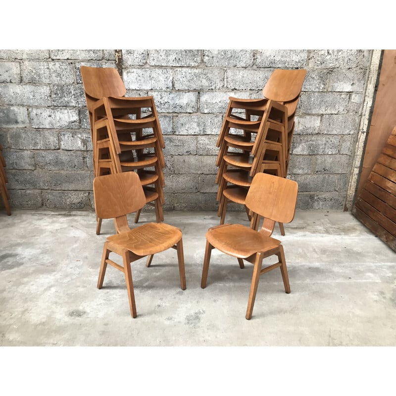 Chaises modernistes vintage en bois