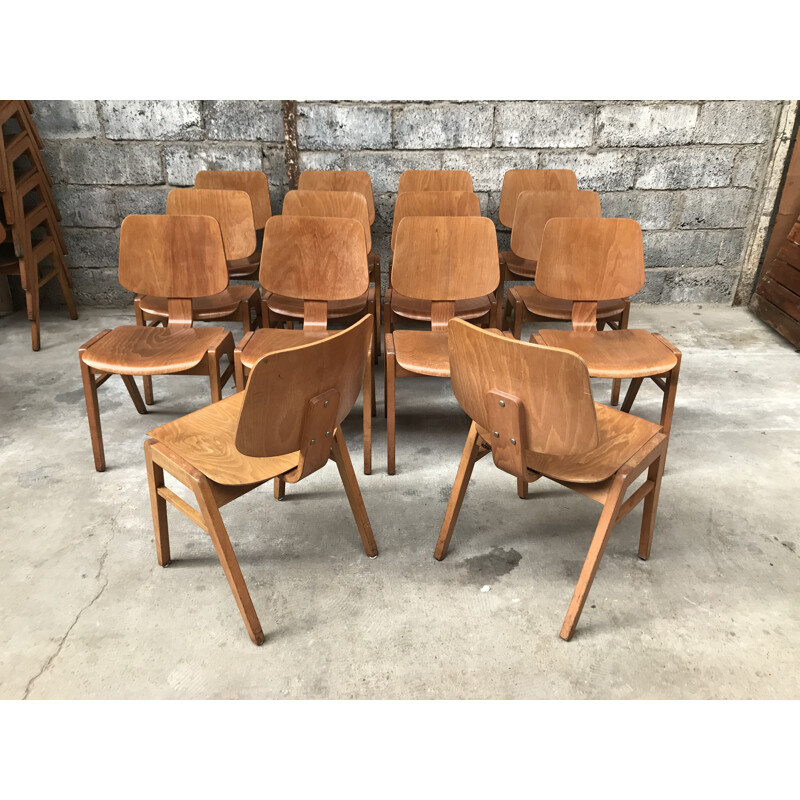 Chaises modernistes vintage en bois