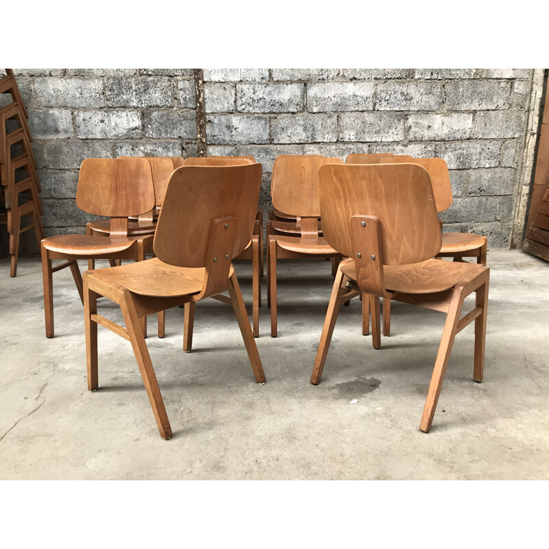 Chaises modernistes vintage en bois