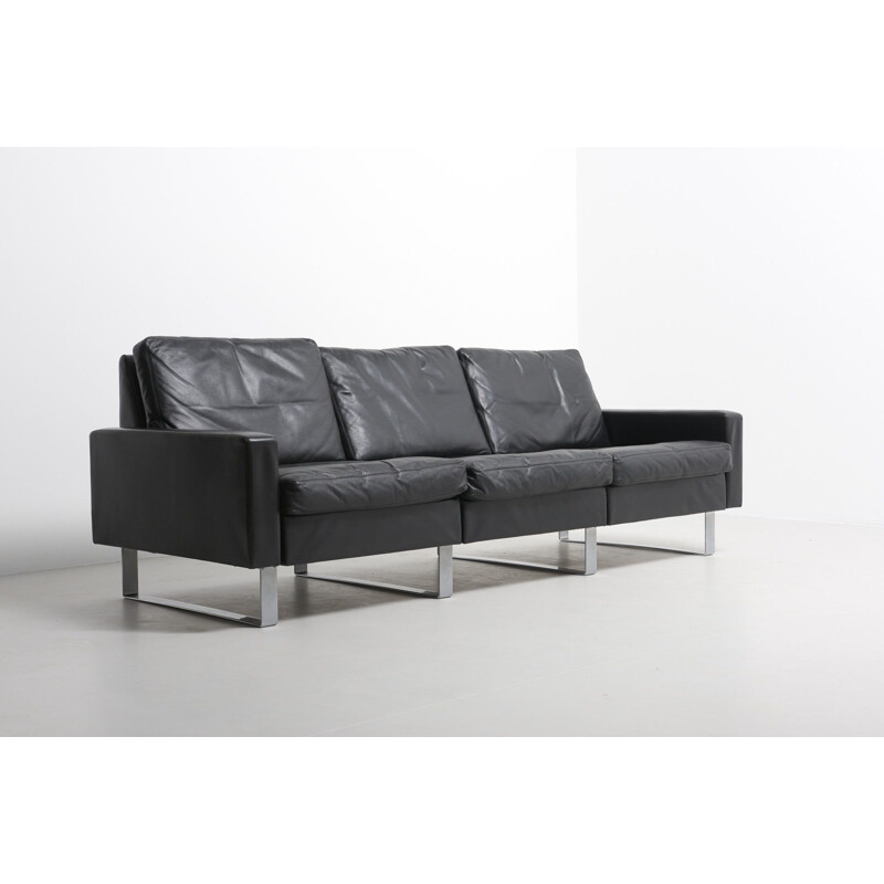 Conseta sofa in black leather by F.W. Möller