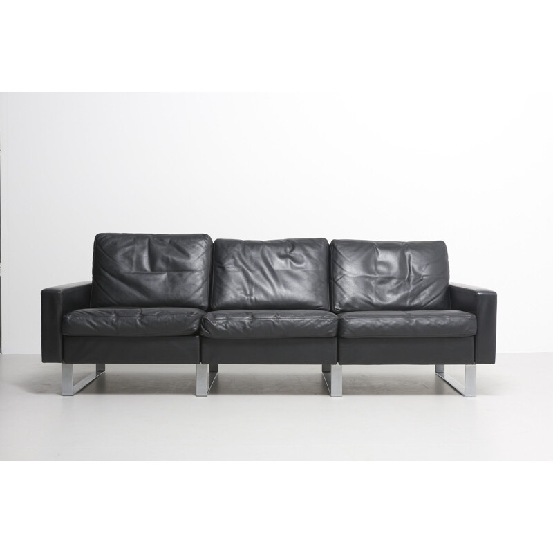 Conseta sofa in black leather by F.W. Möller