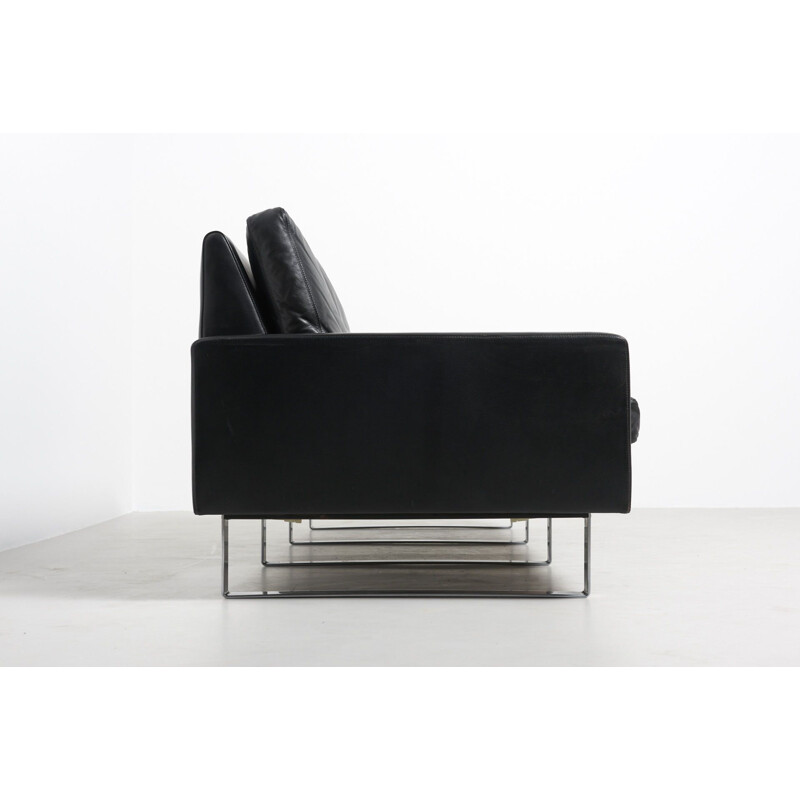 Conseta sofa in black leather by F.W. Möller