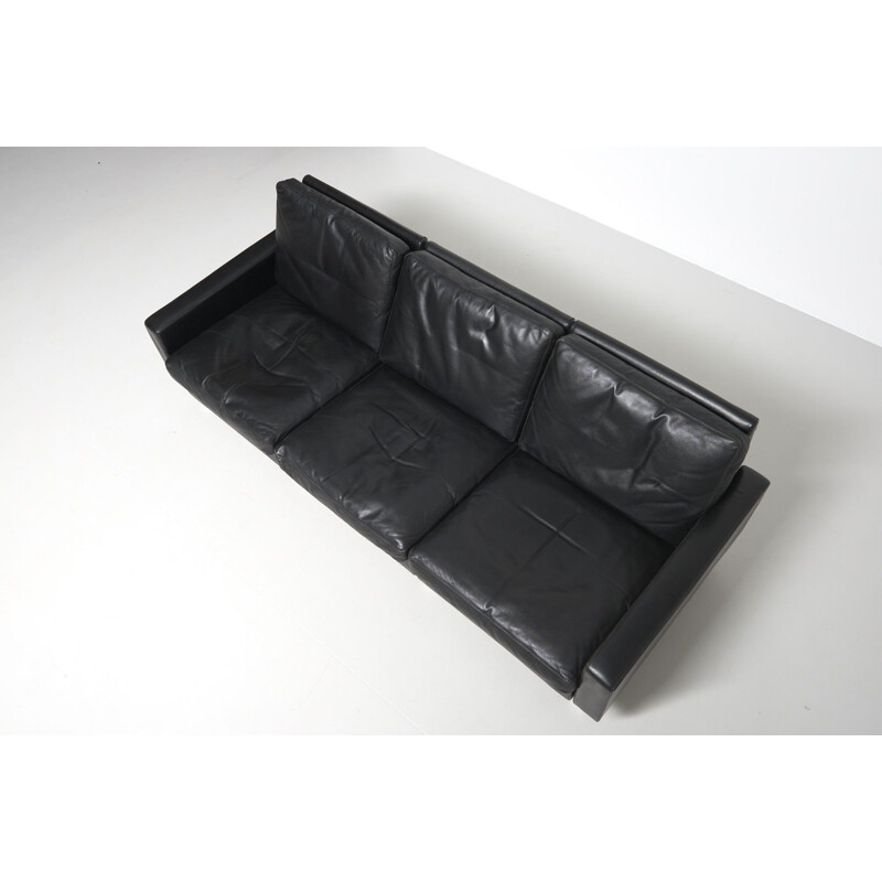 Conseta sofa in black leather by F.W. Möller