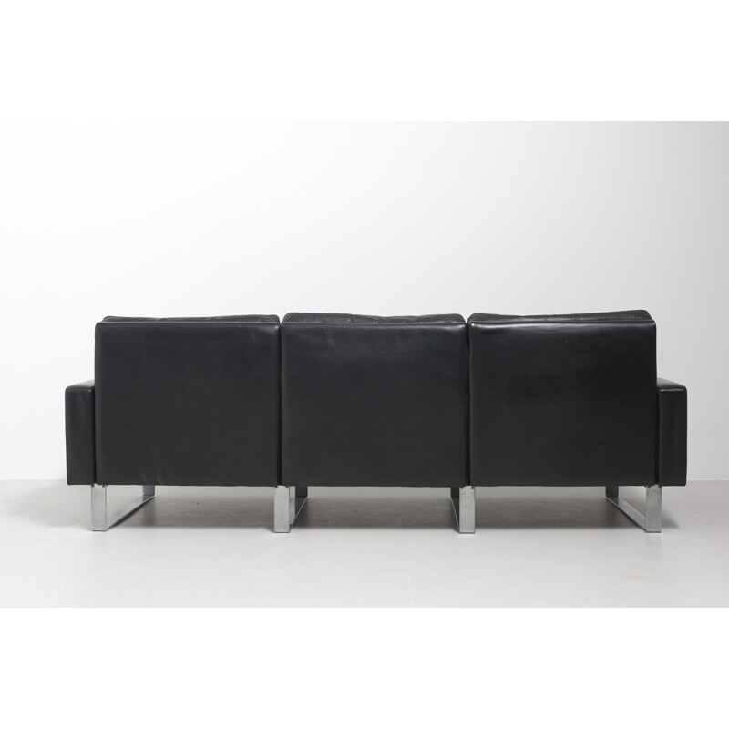 Conseta sofa in black leather by F.W. Möller