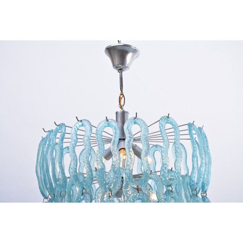 Lustre italien bleu vintage en métal