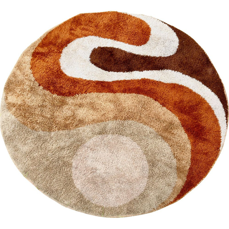 Vintage wool round rug for Desso 1970