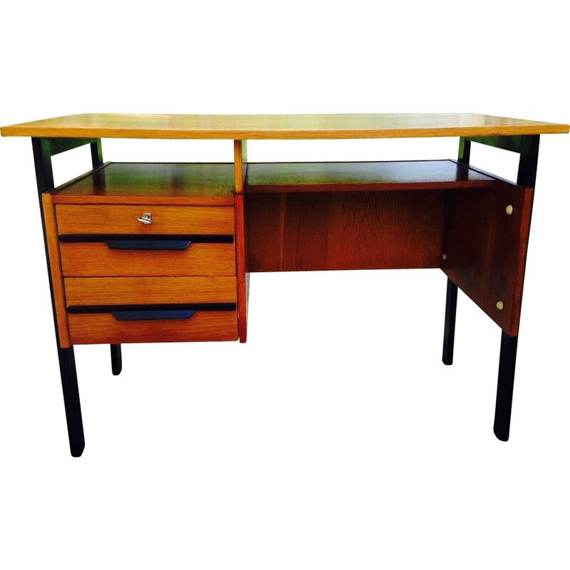 Vintage French desk in oak 1950