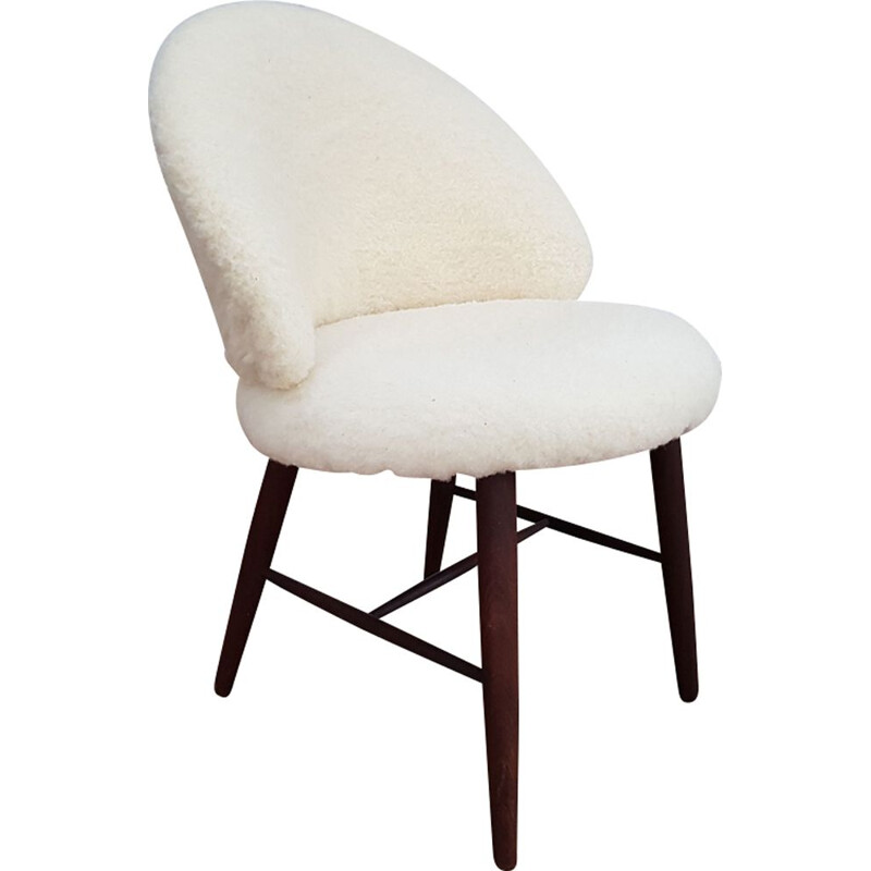 Danish little armchair in white wool