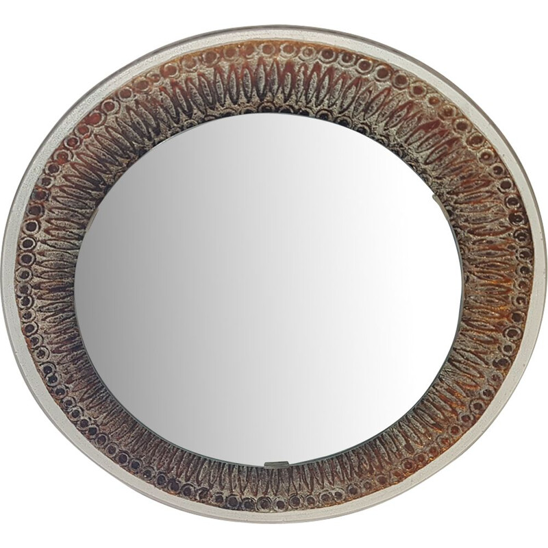 French vintage mirror in glass and ceramics 1960