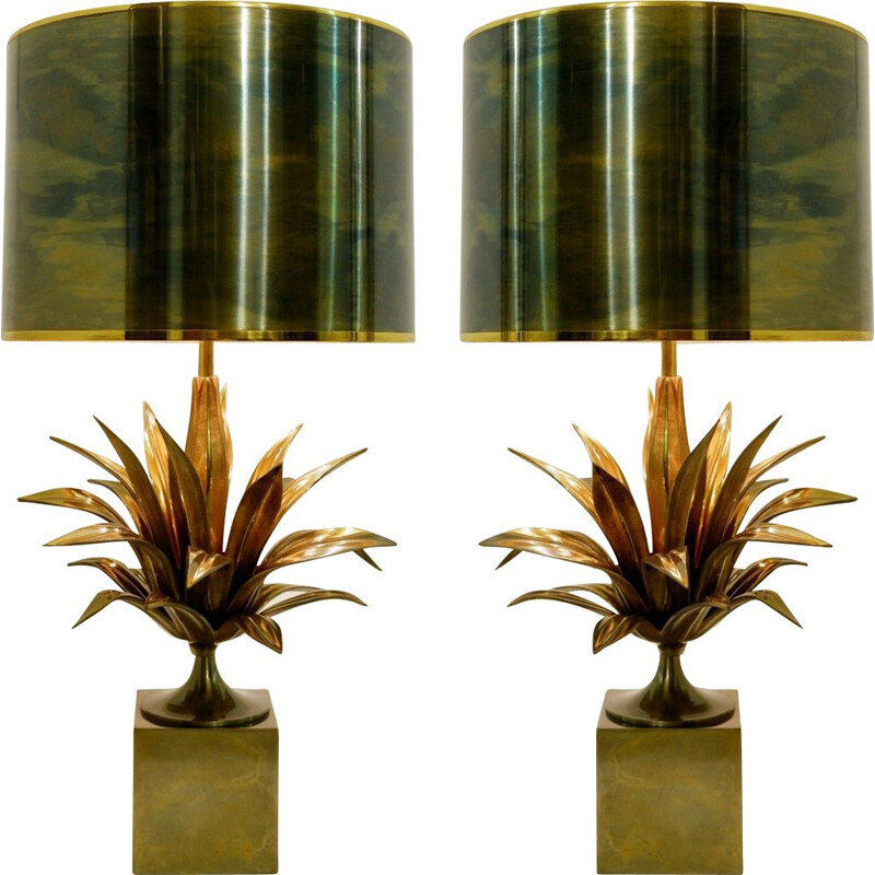 Paire de lampes vintage pour Maison Charles en métal  1970