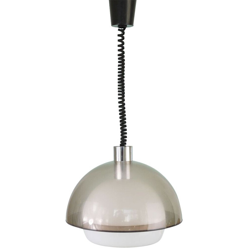 Vintage italian pendant lamp in beige metal and plastic 1960