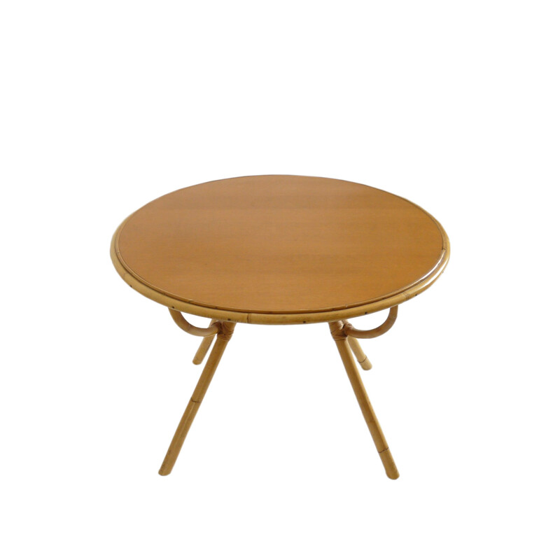 Vintage scandinavian coffee table for Rohé Noordwolde in bamboo 1950