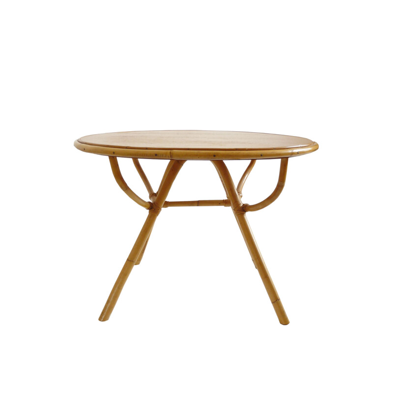 Vintage scandinavian coffee table for Rohé Noordwolde in bamboo 1950