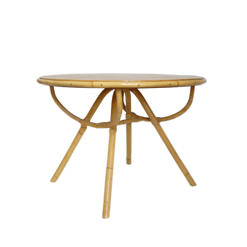 Vintage scandinavian coffee table for Rohé Noordwolde in bamboo 1950