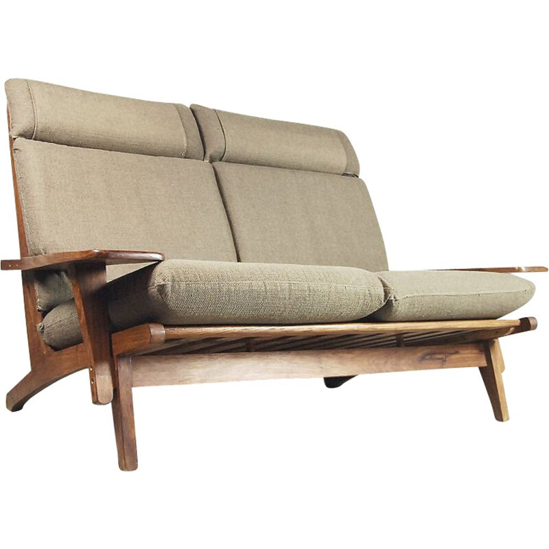 Vintage 2-seater sofa exotic wood with headrest Brazil 1960s