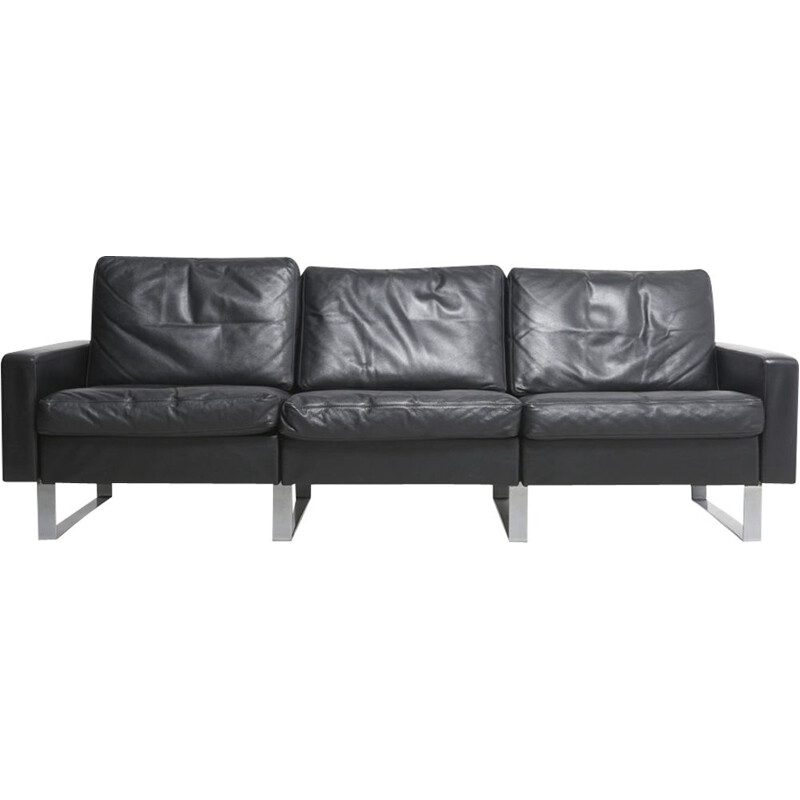 Conseta sofa in black leather by F.W. Möller