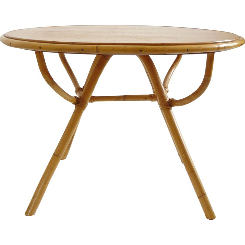 Vintage scandinavian coffee table for Rohé Noordwolde in bamboo 1950