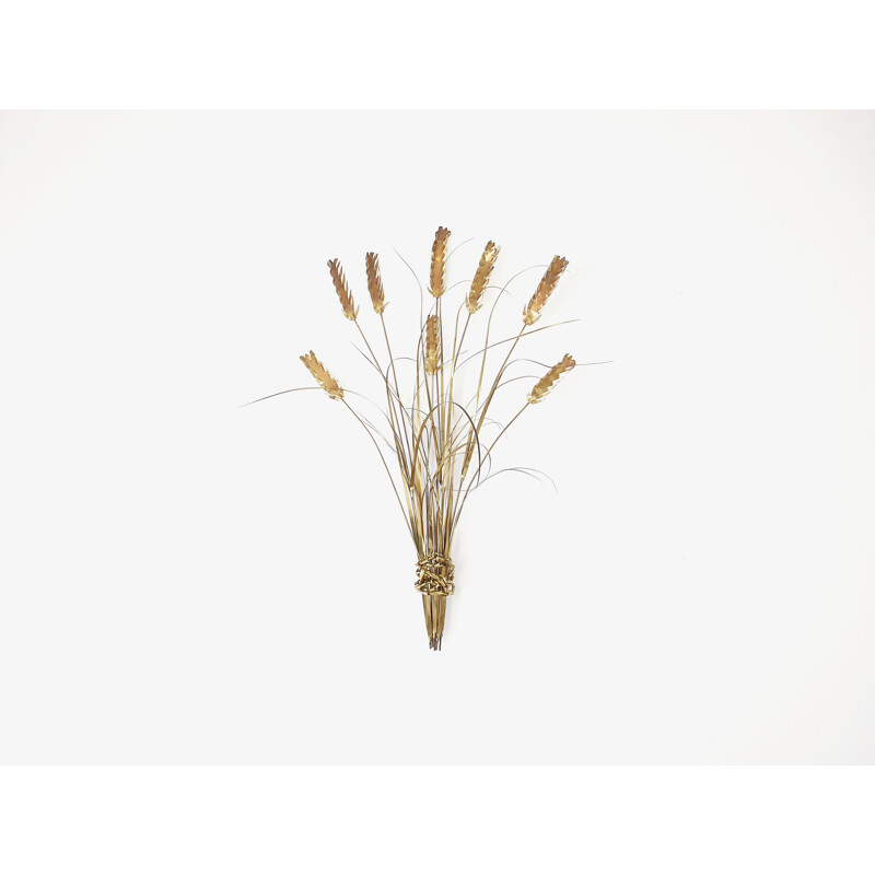 Vintage wheat sheaf sculpture by Daniel D'haeseleer in brass 1970