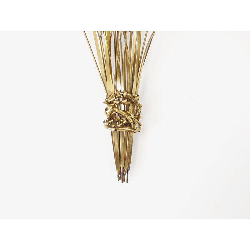 Vintage wheat sheaf sculpture by Daniel D'haeseleer in brass 1970