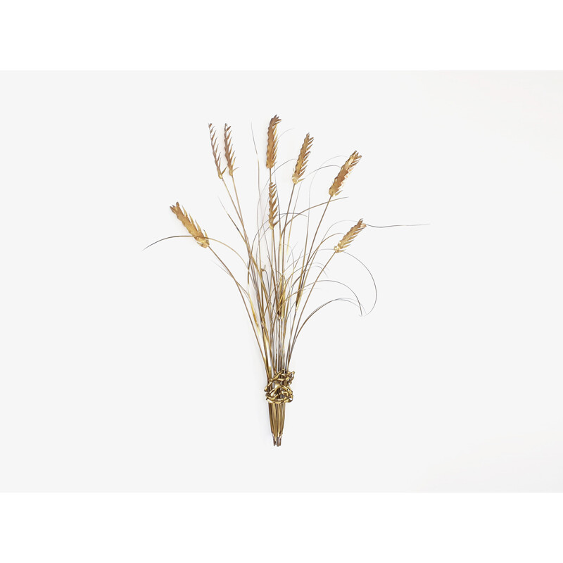 Vintage wheat sheaf sculpture by Daniel D'haeseleer in brass 1970