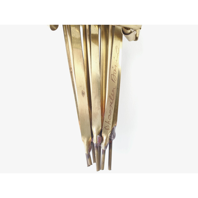 Vintage wheat sheaf sculpture by Daniel D'haeseleer in brass 1970