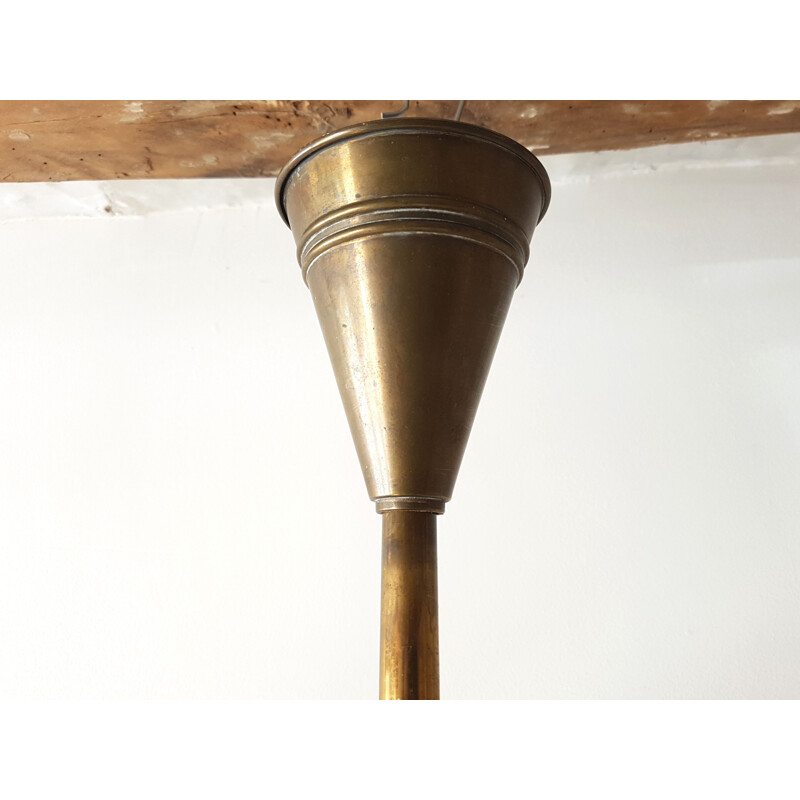 Vintage ceiling lamp for Maison Lunel in steel and brass 1950