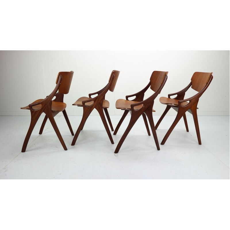 Ensemble de 4 chaises vintage en teck modèle 71 par Arne Hovmand Olsen pour Mogens Kold Danemark 1960s