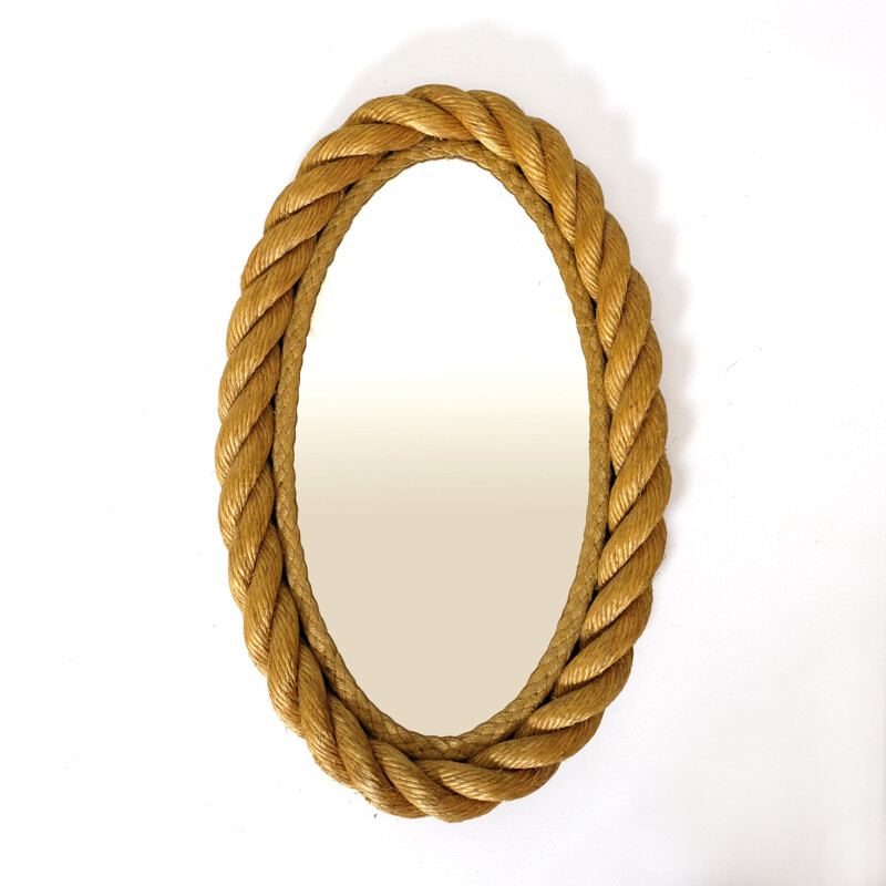 Vintage mirror oval braided cord France 1950s