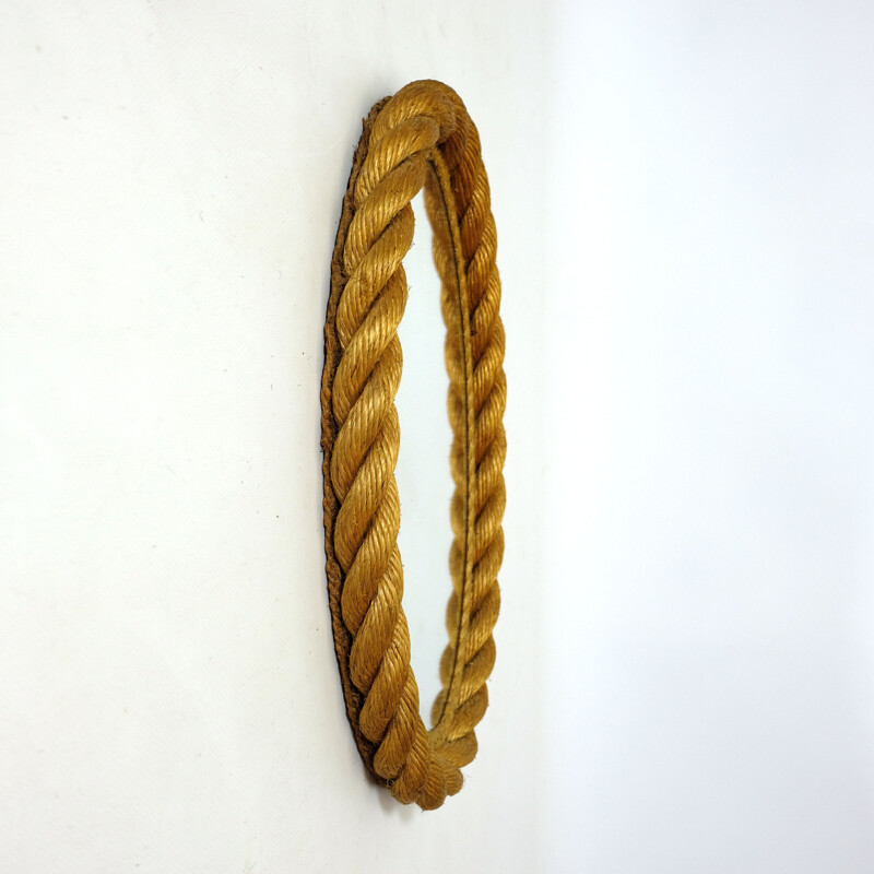 Vintage mirror oval braided cord France 1950s