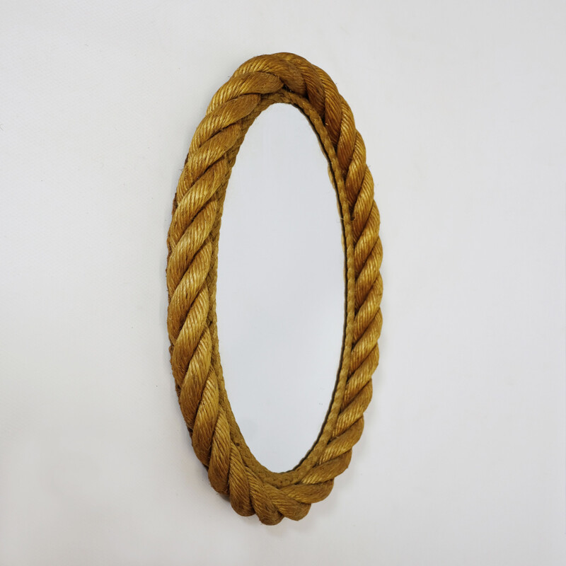 Vintage mirror oval braided cord France 1950s