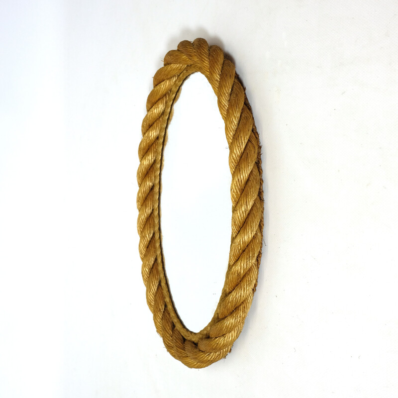Vintage mirror oval braided cord France 1950s