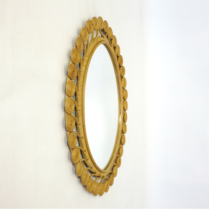 Vintage mirror in rattan France 1960s