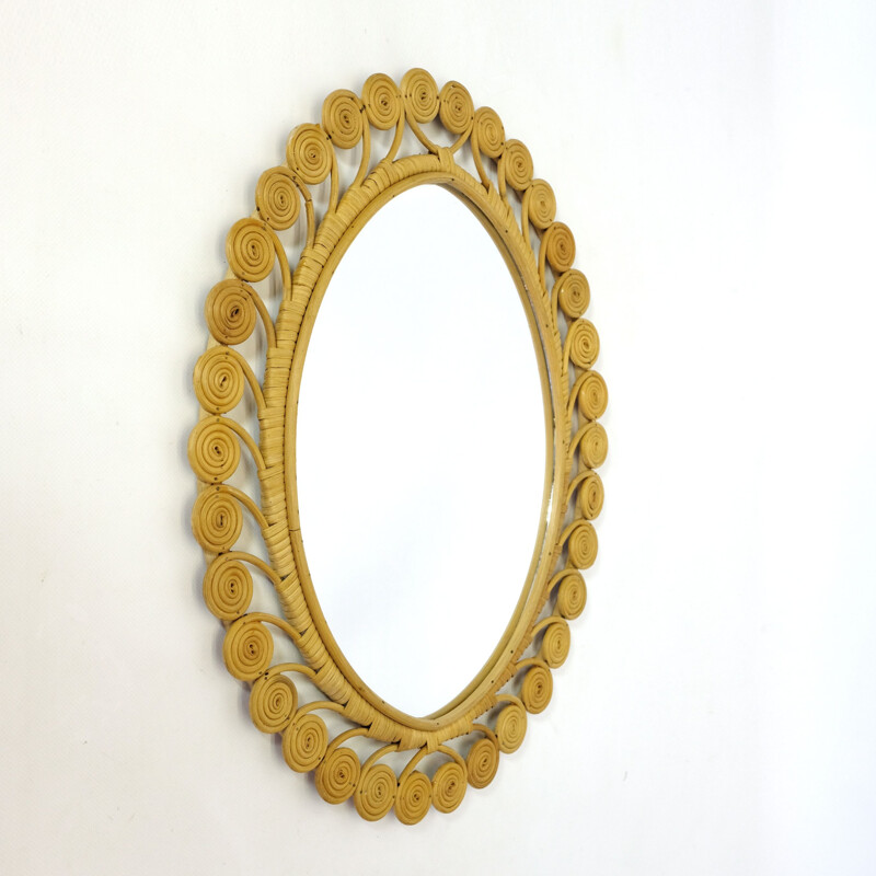 Vintage mirror in rattan France 1960s