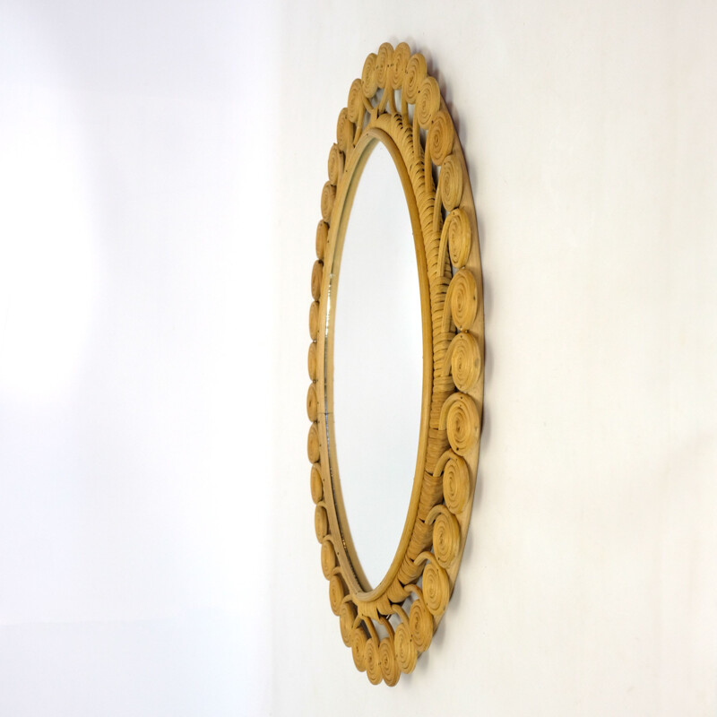 Vintage mirror in rattan France 1960s