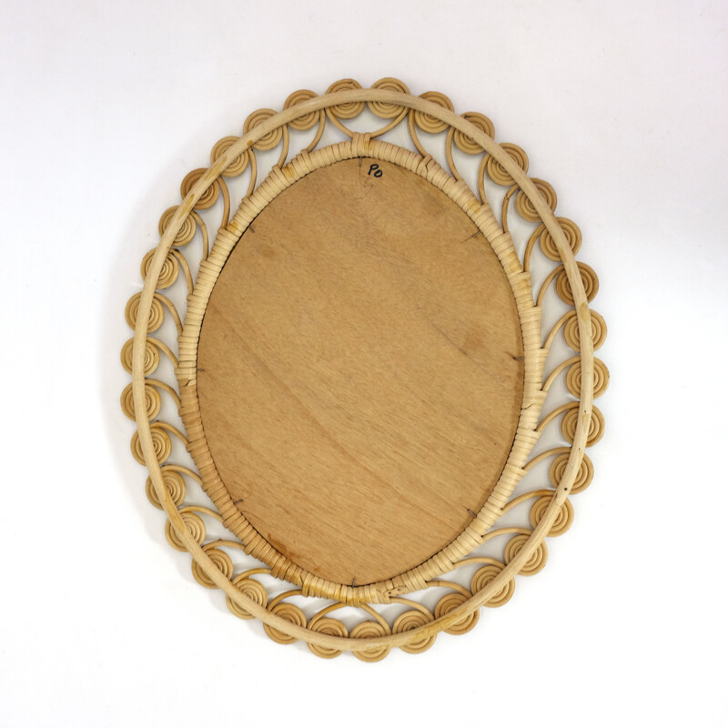 Vintage mirror in rattan France 1960s