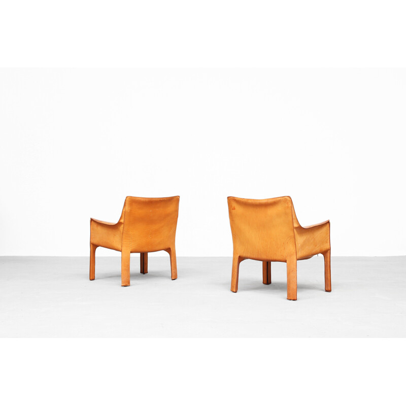 Pair of vintage lounge chairs CAB 414 by Mario Bellini for Cassina Italy 1980s