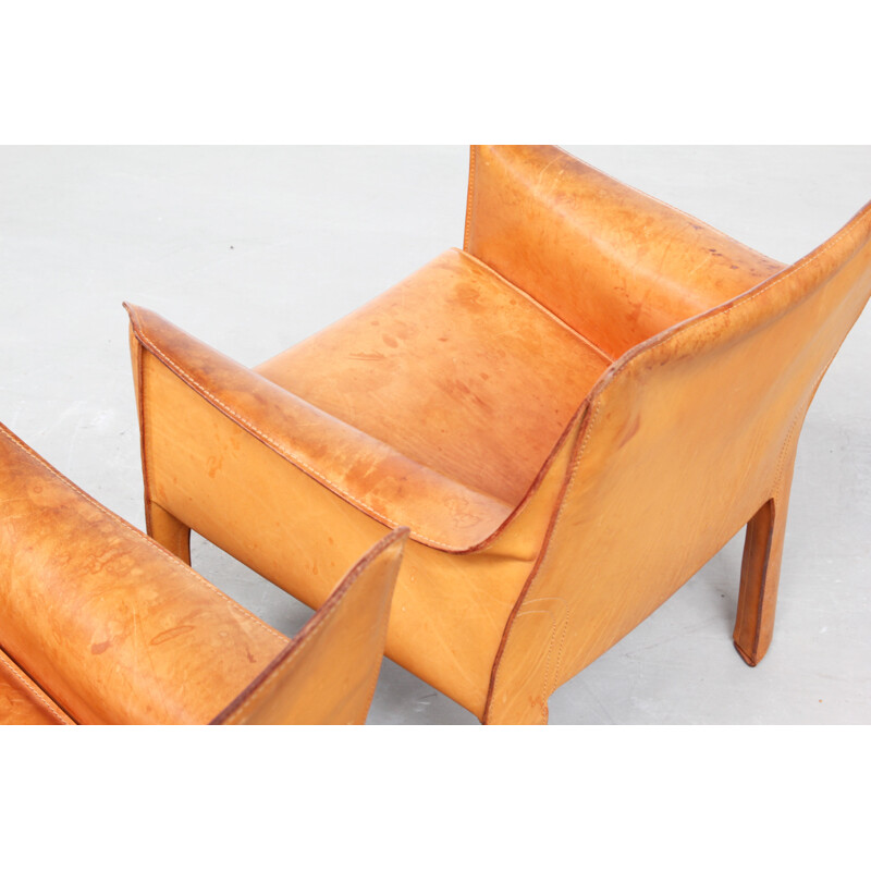 Pair of vintage lounge chairs CAB 414 by Mario Bellini for Cassina Italy 1980s