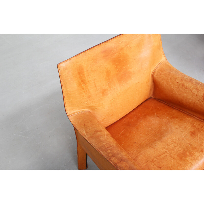 Pair of vintage lounge chairs CAB 414 by Mario Bellini for Cassina Italy 1980s