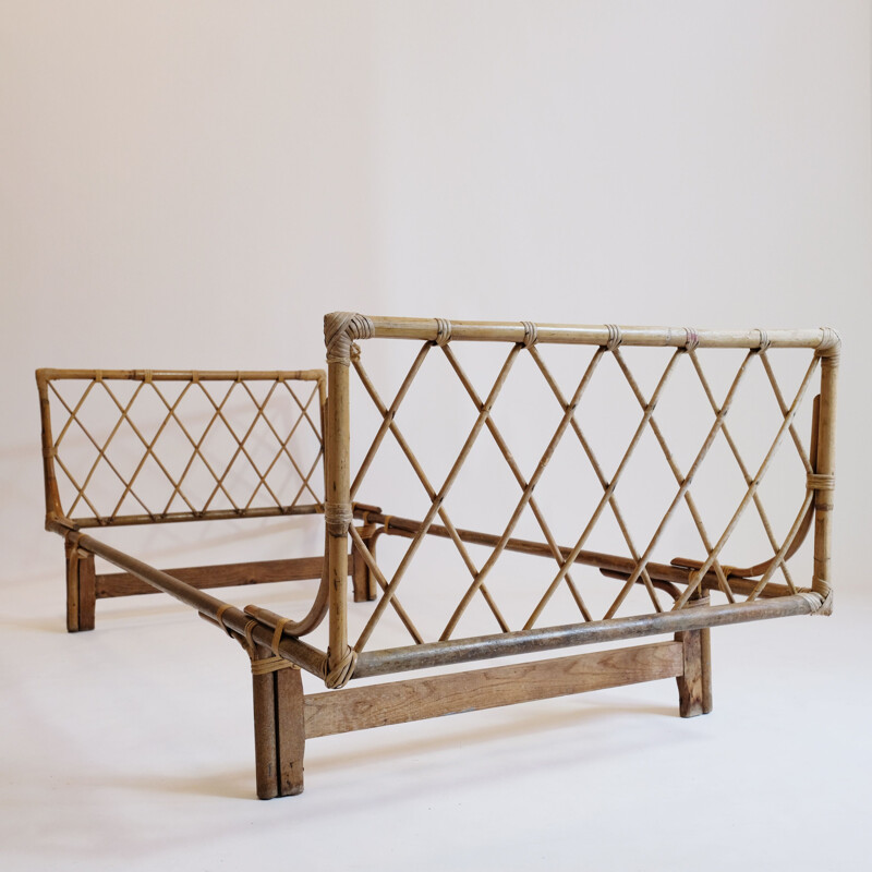 Vintage bed in rattan France 1960s