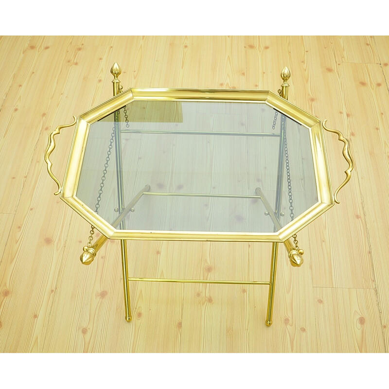 Vintage brass folding side table with height adjustment 1970s