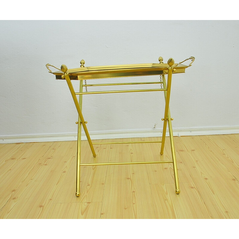 Vintage brass folding side table with height adjustment 1970s