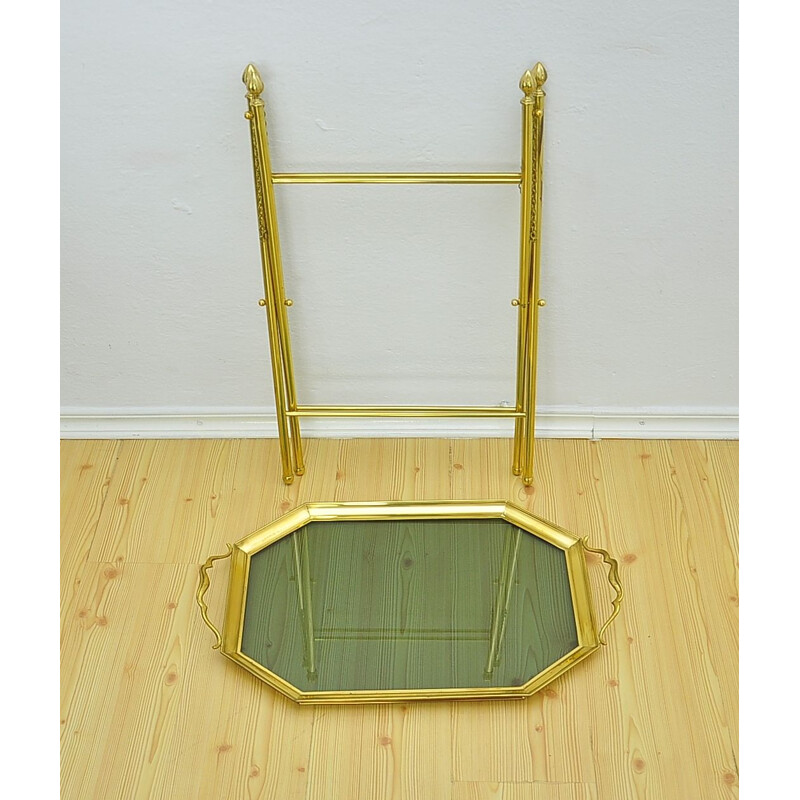 Vintage brass folding side table with height adjustment 1970s