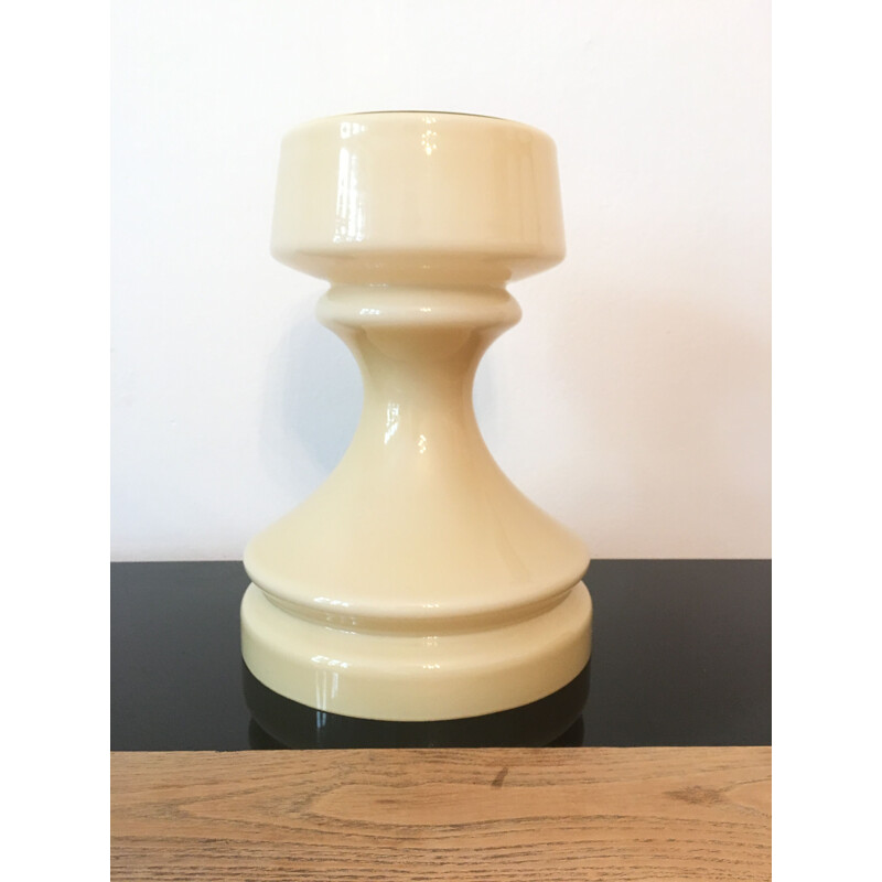 Vintage beige chess glass table lamp by Ivan Jakes, 1960